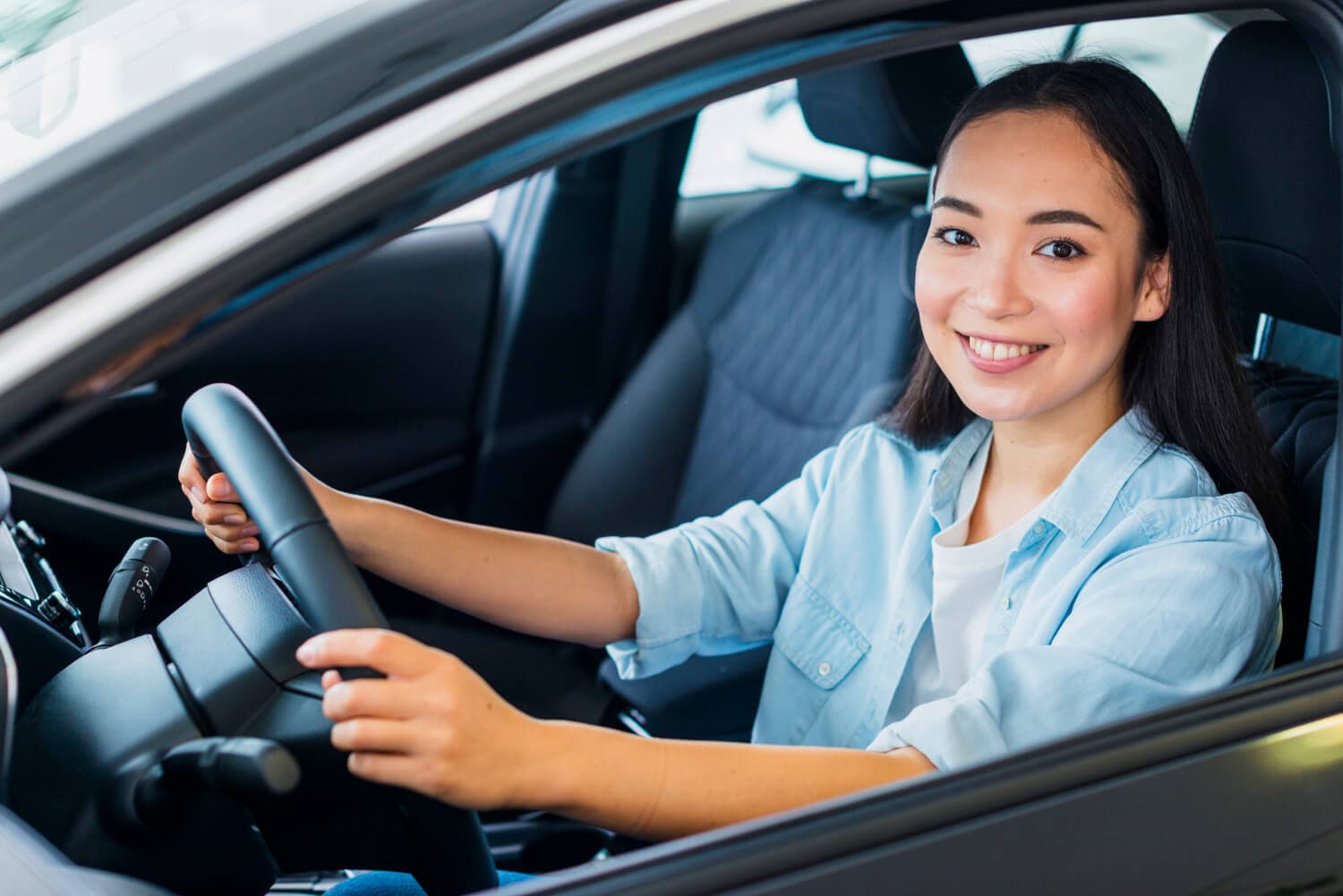 woman in a car